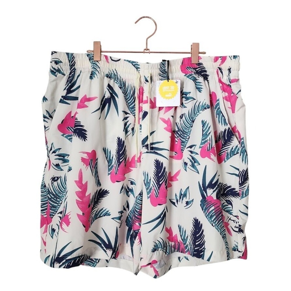 PUMA‎ DUVIN Tropical Swim Shorts Palm Print Resort Beach XXL NEW WITH TAGS